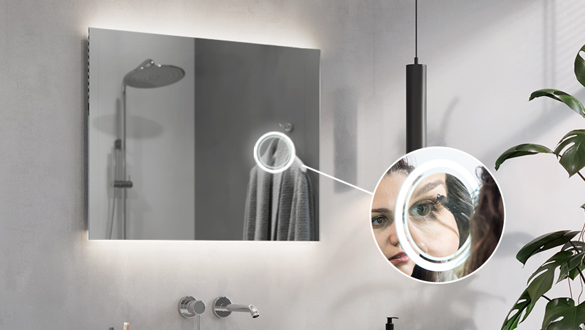 Magnifying mirror with LED illumination