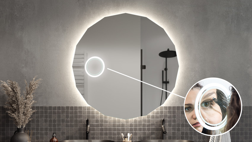 Magnifying mirror with LED illumination