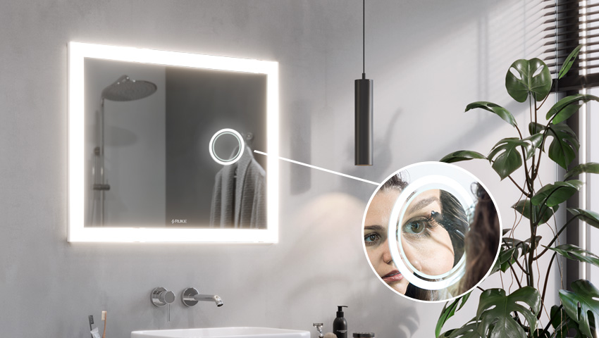 Magnifying mirror with LED illumination