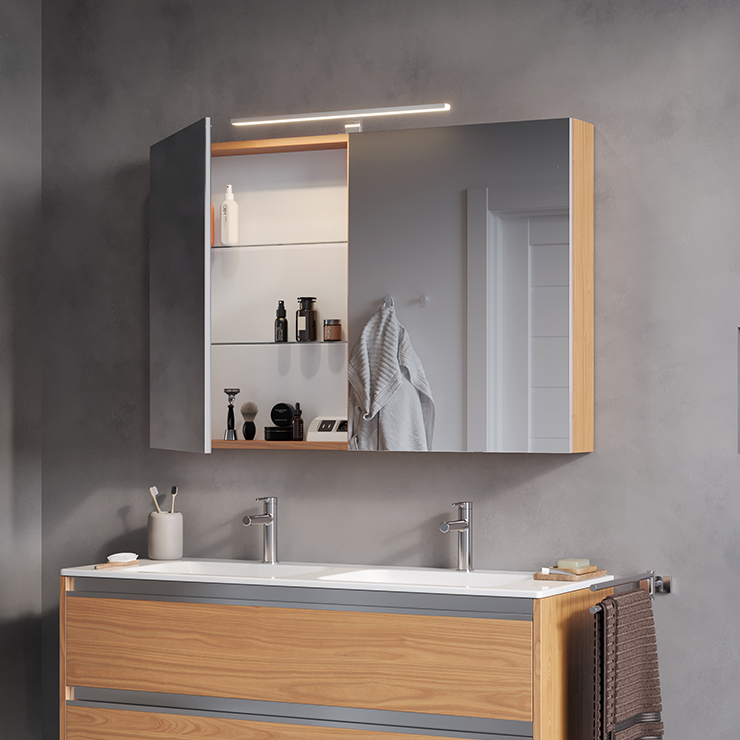 Bathroom cabinet with LED sconce
