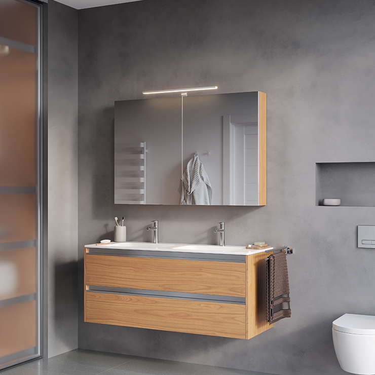 Bathroom cabinet with LED sconce