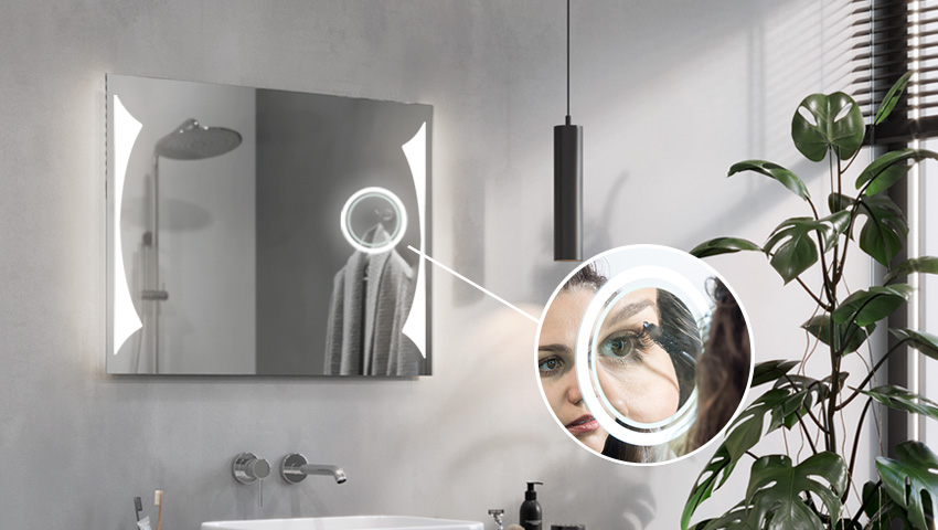 Magnifying mirror with LED illumination