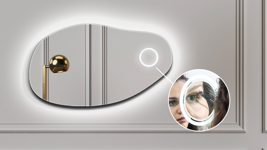 Magnifying mirror with LED illumination