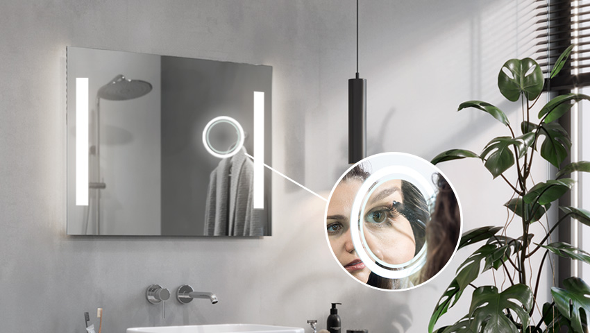 Magnifying mirror with LED illumination