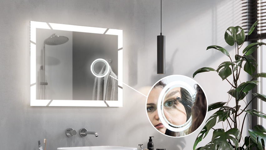 Magnifying mirror with LED illumination
