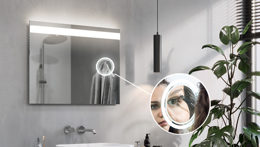 Magnifying mirror with LED illumination