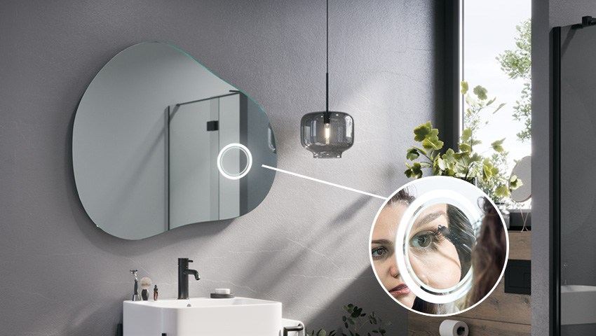 Magnifying mirror with LED illumination