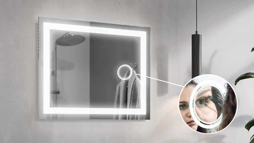 Magnifying mirror with LED illumination