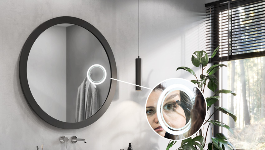 Magnifying mirror with LED illumination