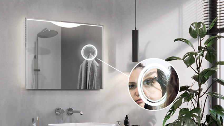 Magnifying mirror with LED illumination