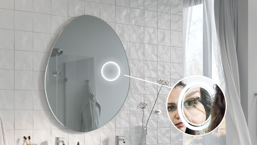 Magnifying mirror with LED illumination