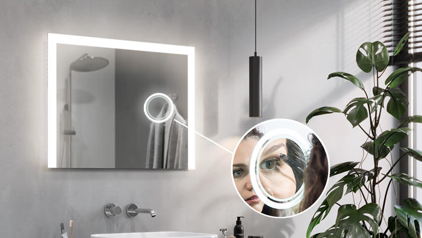 Magnifying mirror with LED illumination