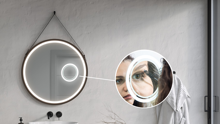 Magnifying mirror with LED illumination