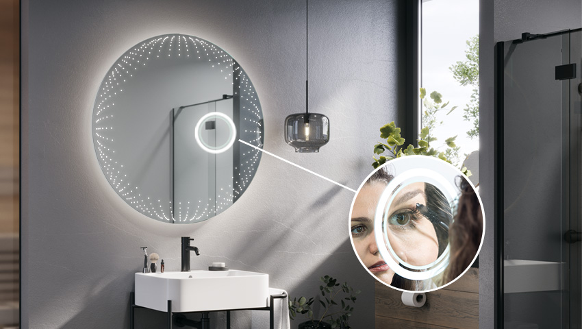 Magnifying mirror with LED illumination