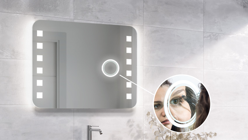 Magnifying mirror with LED illumination