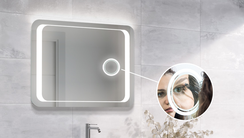 Magnifying mirror with LED illumination