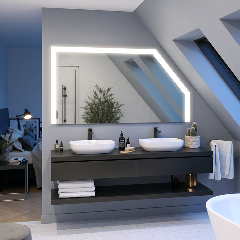 Mirror LED sloping ceiling Amene