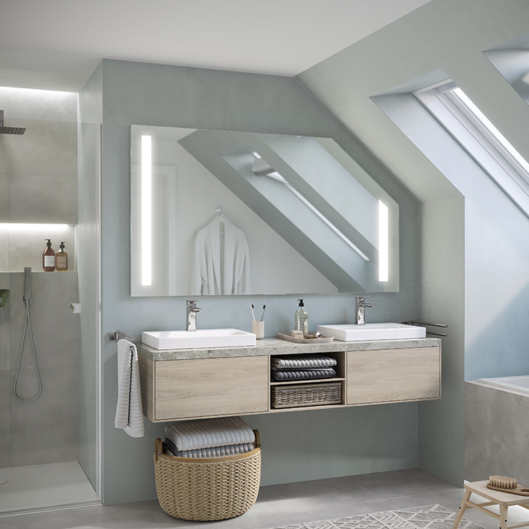 Mirror LED sloping ceiling Bingo