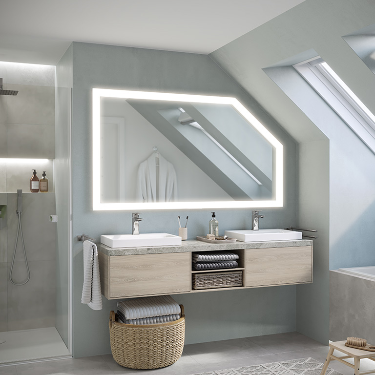 Mirror LED sloping ceiling Paolo