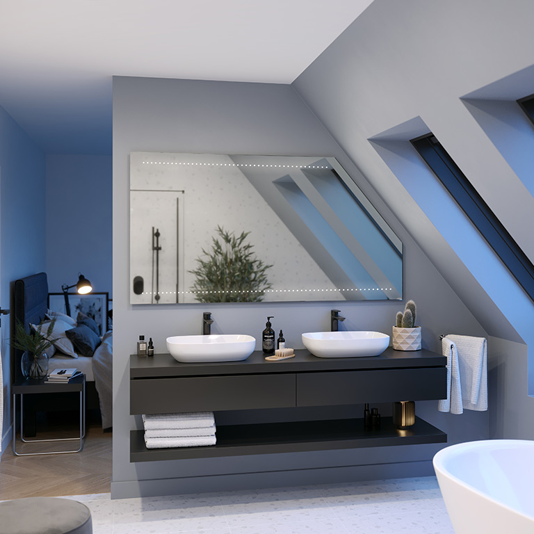 Mirror LED sloping ceiling Atne 2