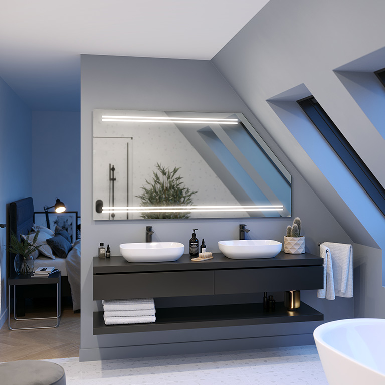 Mirror LED sloping ceiling Narvi