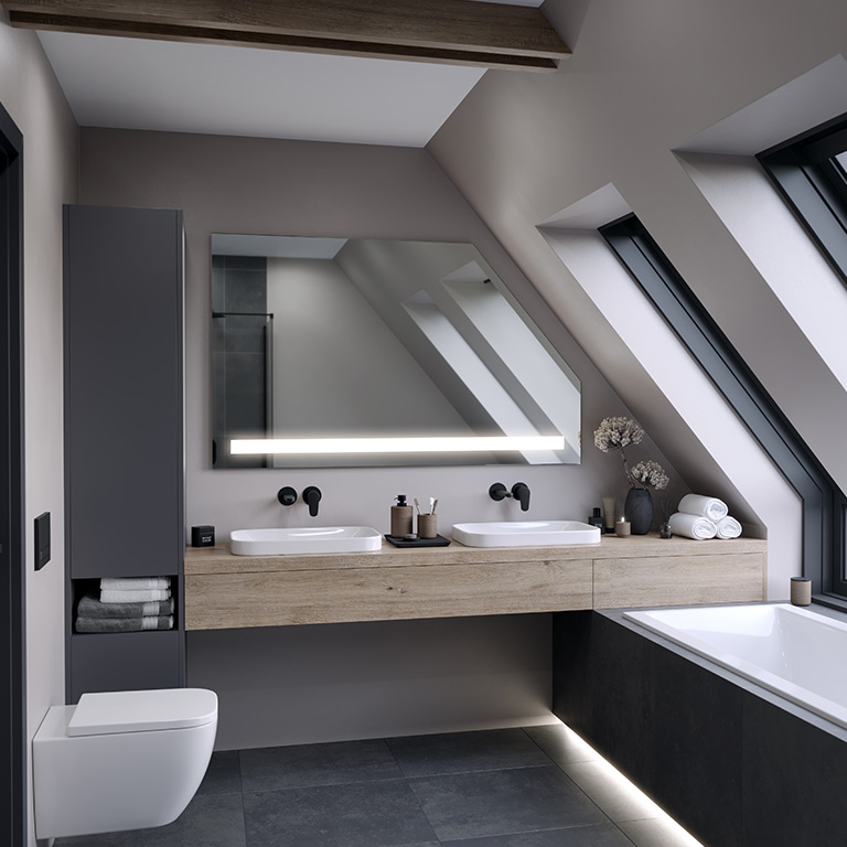 Mirror LED sloping ceiling Albin 2