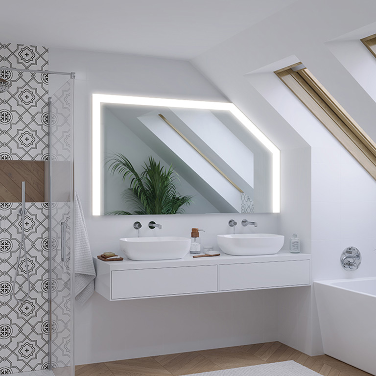 Mirror LED sloping ceiling Amene