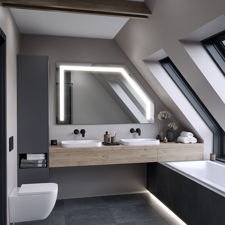 Mirror LED sloping ceiling Amene 2