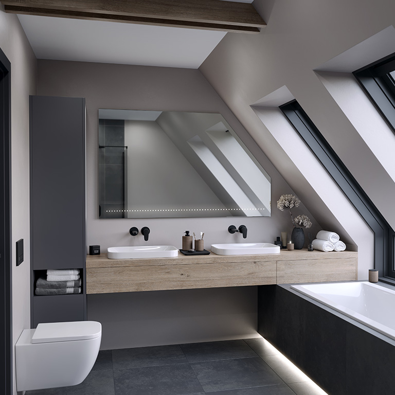 Mirror LED sloping ceiling Atne