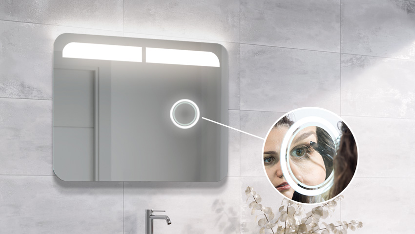 Magnifying mirror with LED illumination