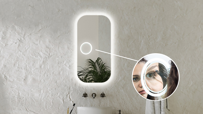 Magnifying mirror with LED illumination