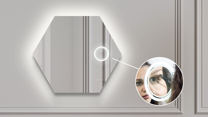 Magnifying mirror with LED illumination