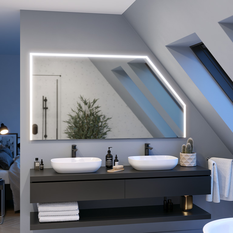 Mirror LED sloping ceiling Amene Slim