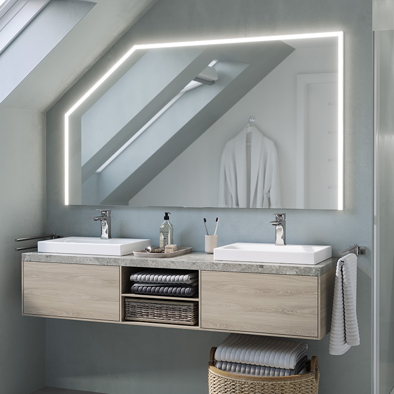 Mirror LED sloping ceiling Amene Slim