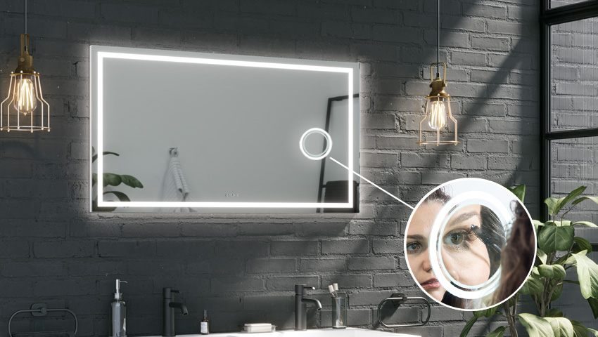 Magnifying mirror with LED illumination