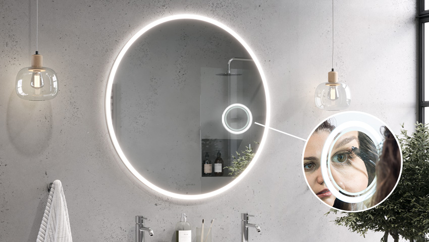 Magnifying mirror with LED illumination